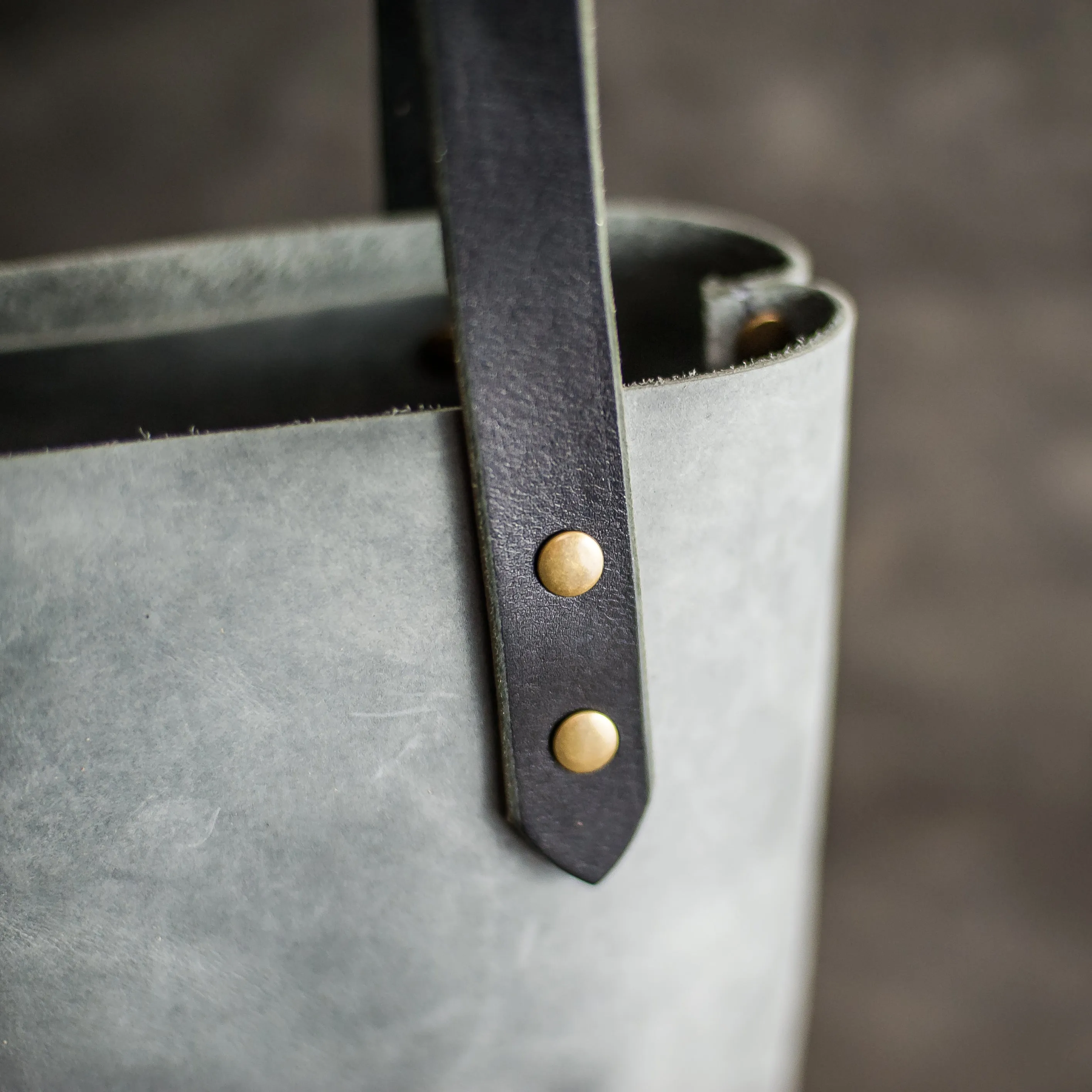 Personalized Leather Strap Closure Tote Bag
