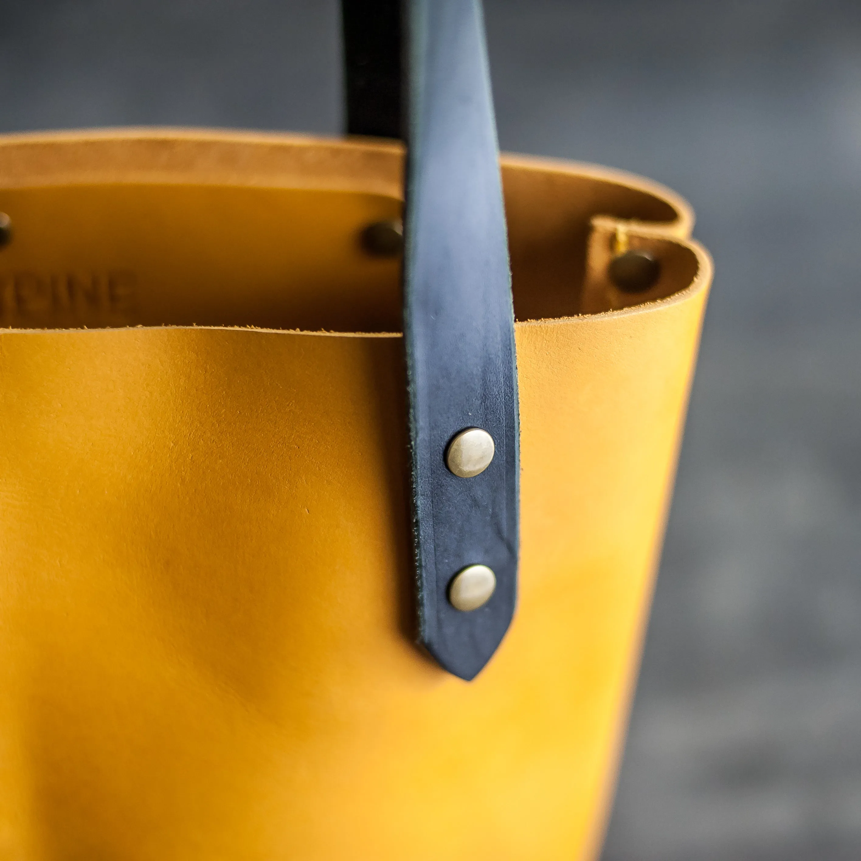 Personalized Leather Strap Closure Tote Bag