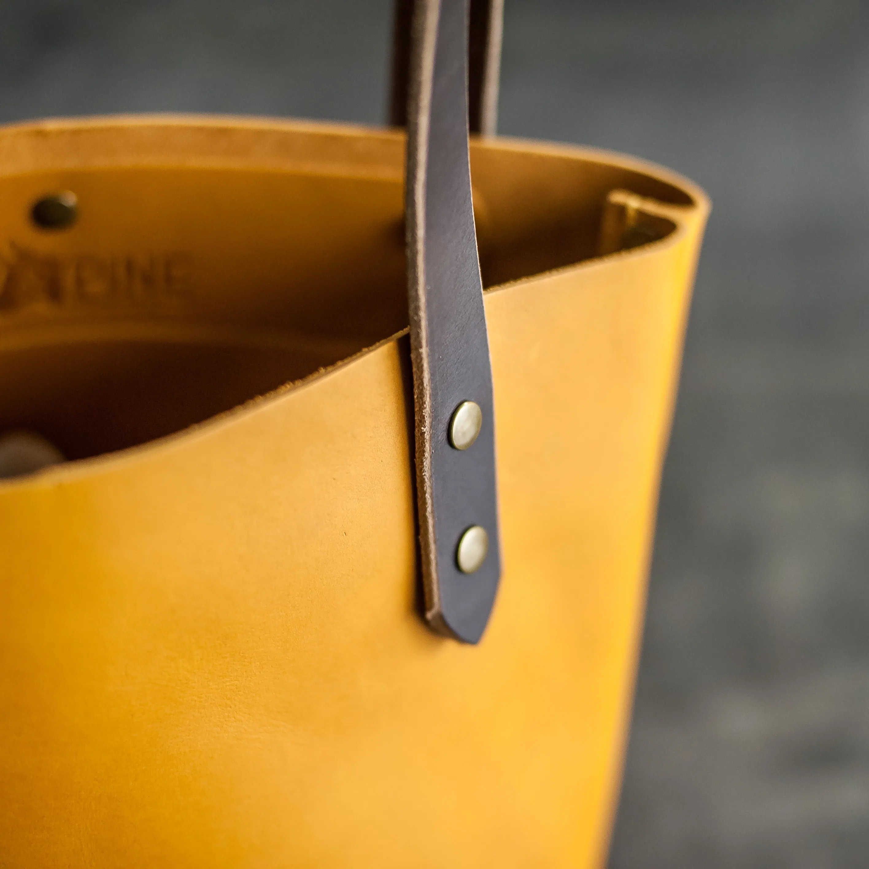 Personalized Leather Strap Closure Tote Bag