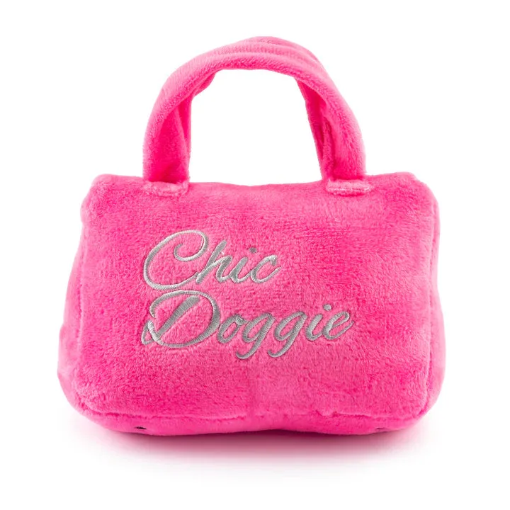 pink barkin bag with scarf toy