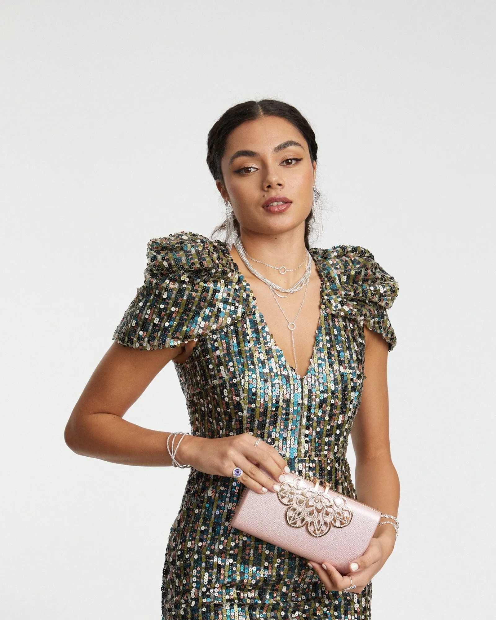 Pink Quinn Clip Clutch Bag