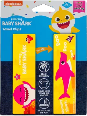 Pinkfong Mommy Baby Shark Towel Clips Yellow Secure Bag Lounge Chair Protection Accessory LogoPeg