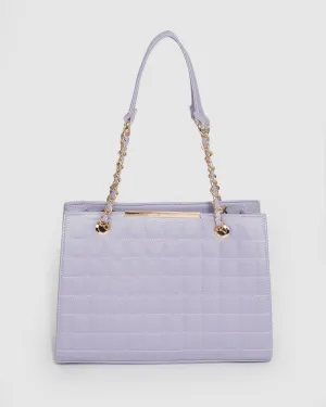 Purple Megan Cube Quilt Tote Bag