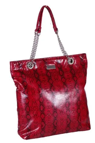 Python Snake Embossed Faux Leather Shoulder Bag