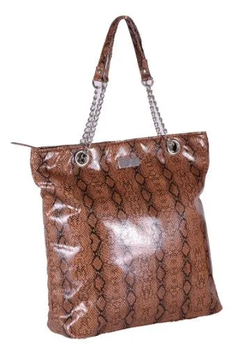 Python Snake Embossed Faux Leather Shoulder Bag
