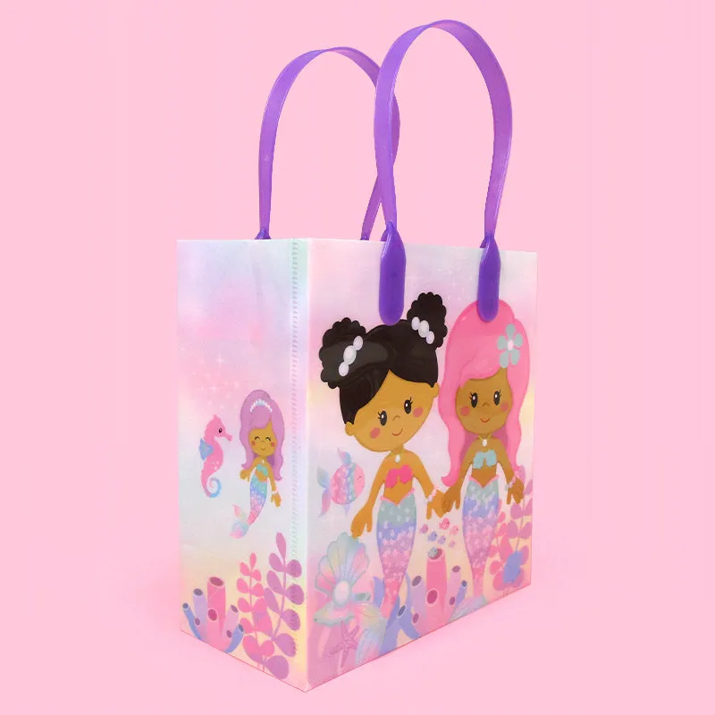 Rainbow Mermaid Party Favor Treat Bags - Set of 6 or 12