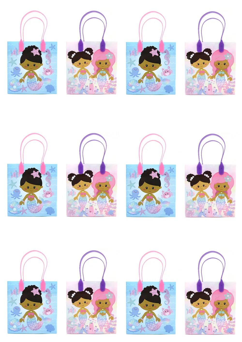 Rainbow Mermaid Party Favor Treat Bags - Set of 6 or 12