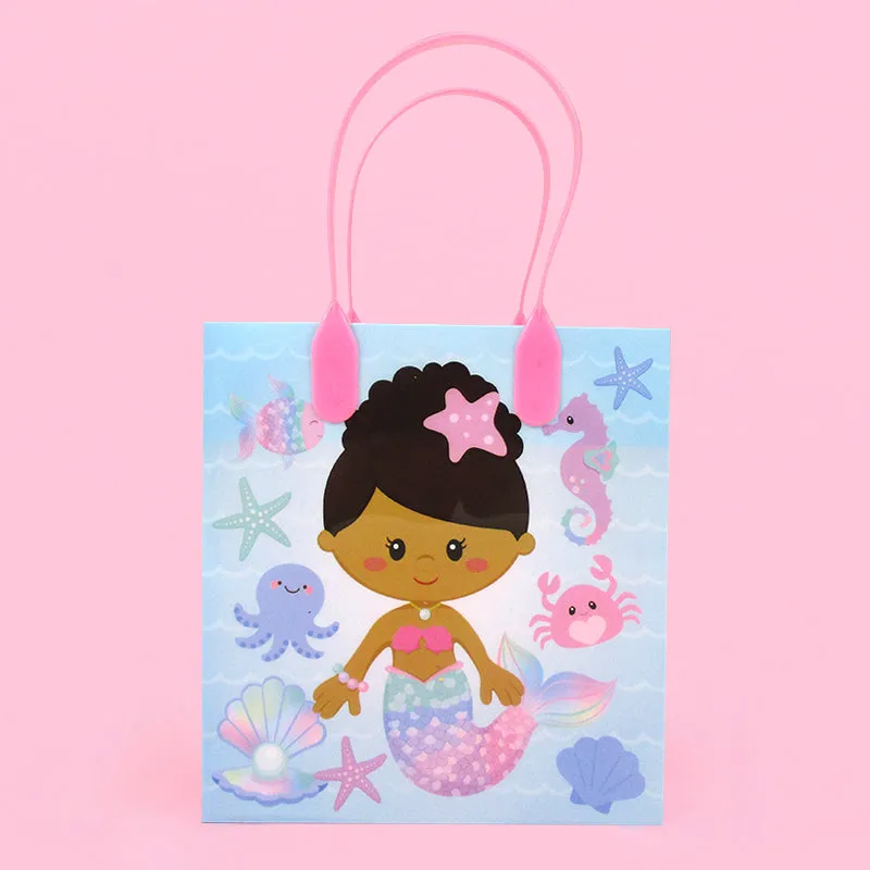 Rainbow Mermaid Party Favor Treat Bags - Set of 6 or 12