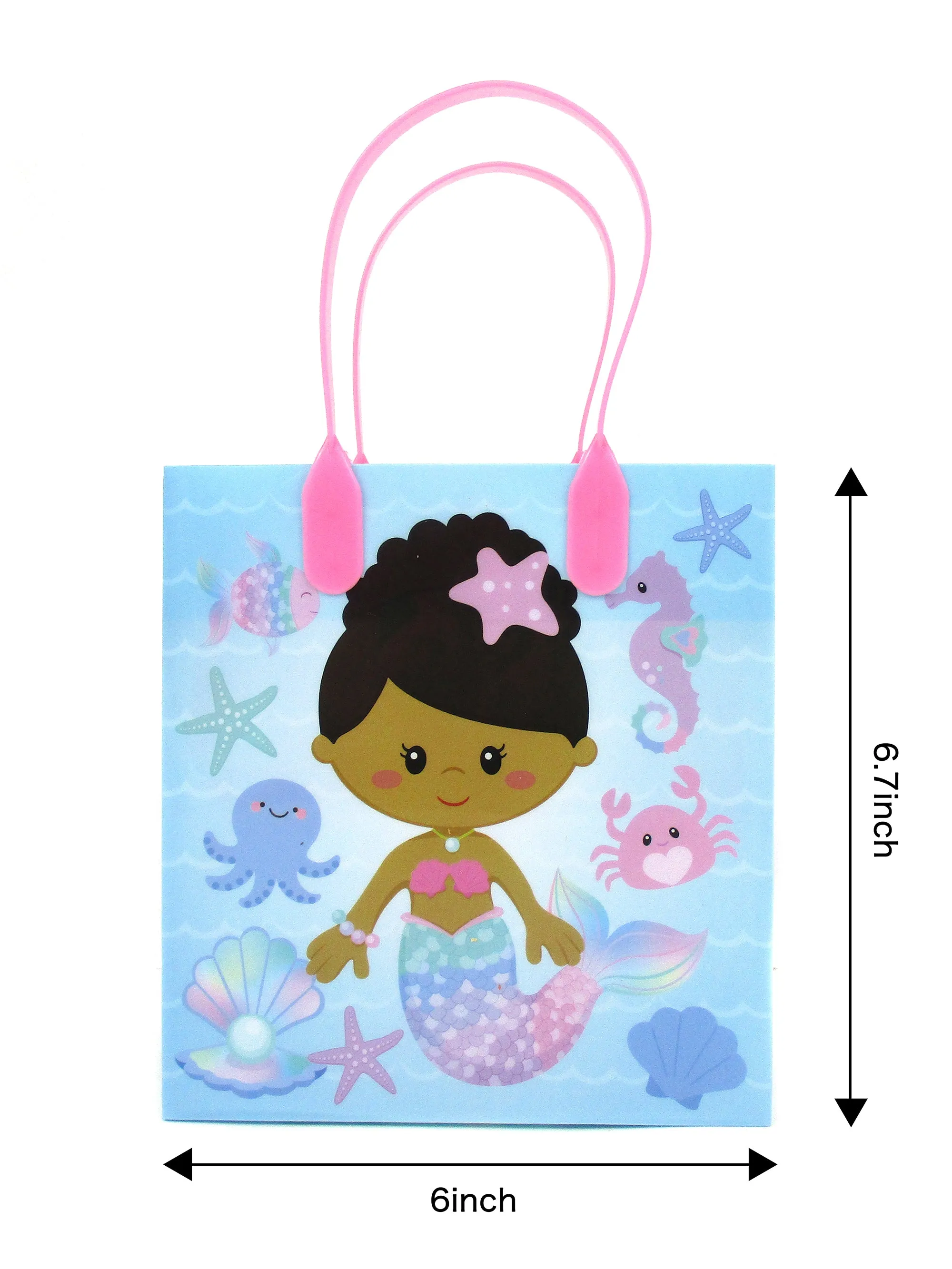 Rainbow Mermaid Party Favor Treat Bags - Set of 6 or 12