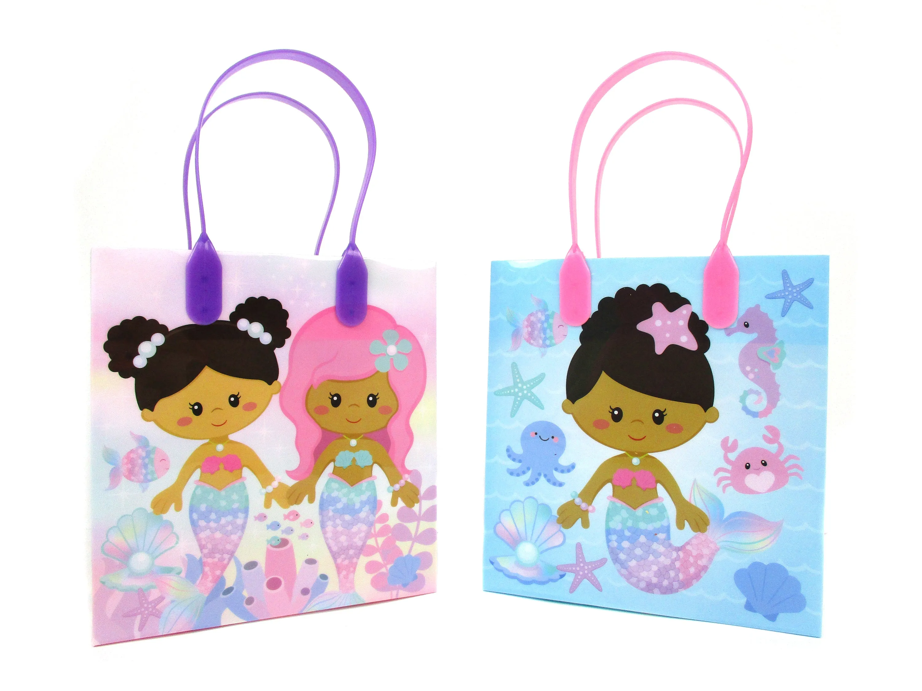 Rainbow Mermaid Party Favor Treat Bags - Set of 6 or 12