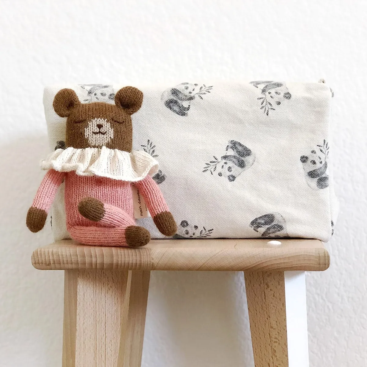 Rose in April Toilet Bag Panda Print Natural
