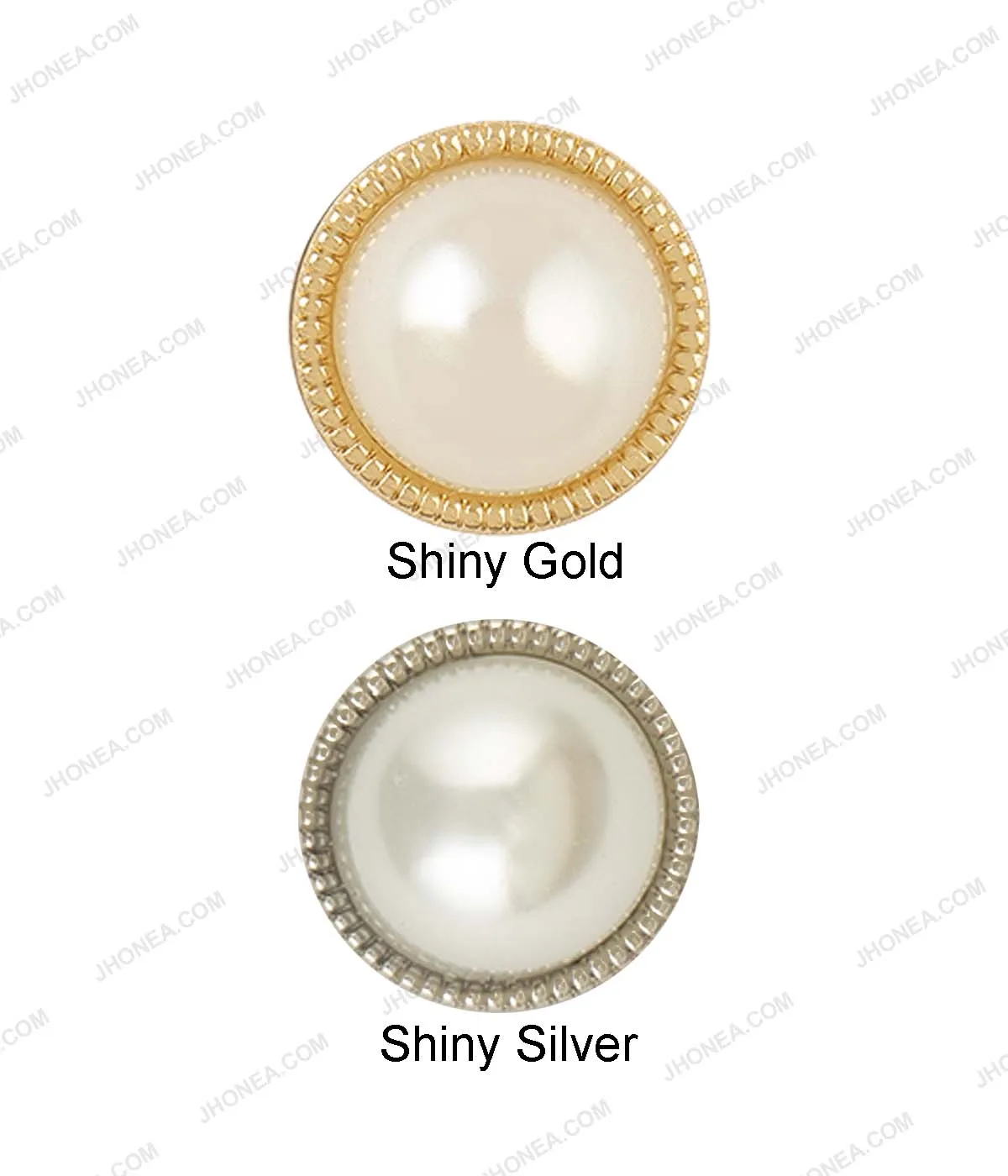 Shiny Gold & Shiny Silver Accent Border Dome Pearl Buttons