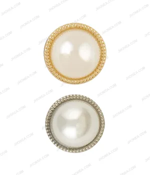 Shiny Gold & Shiny Silver Accent Border Dome Pearl Buttons