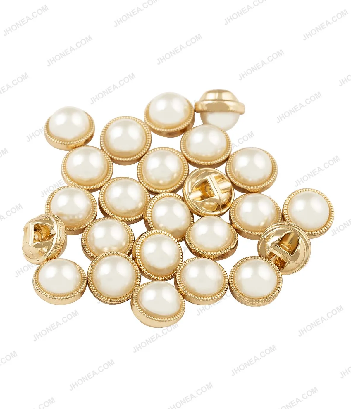 Shiny Gold & Shiny Silver Accent Border Dome Pearl Buttons