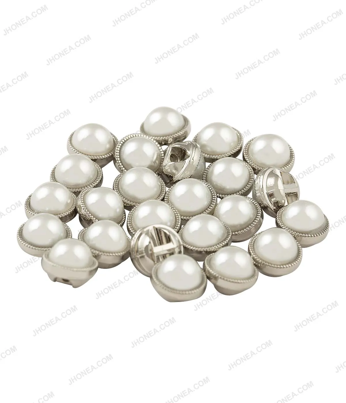 Shiny Gold & Shiny Silver Accent Border Dome Pearl Buttons