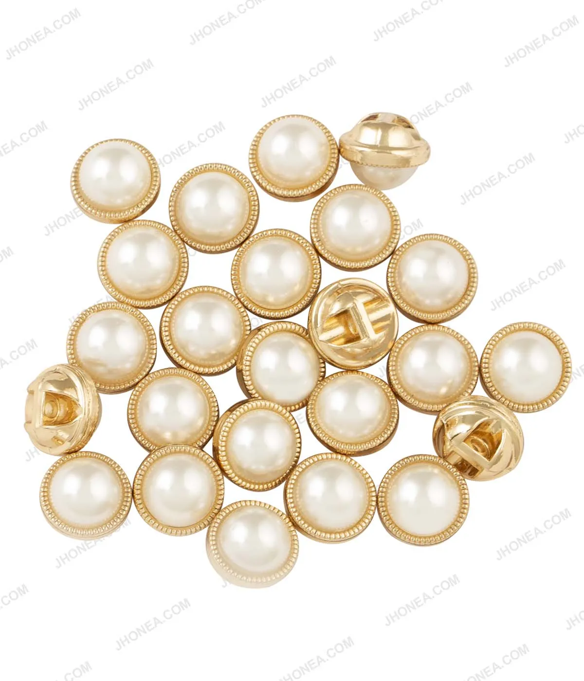 Shiny Gold & Shiny Silver Accent Border Dome Pearl Buttons