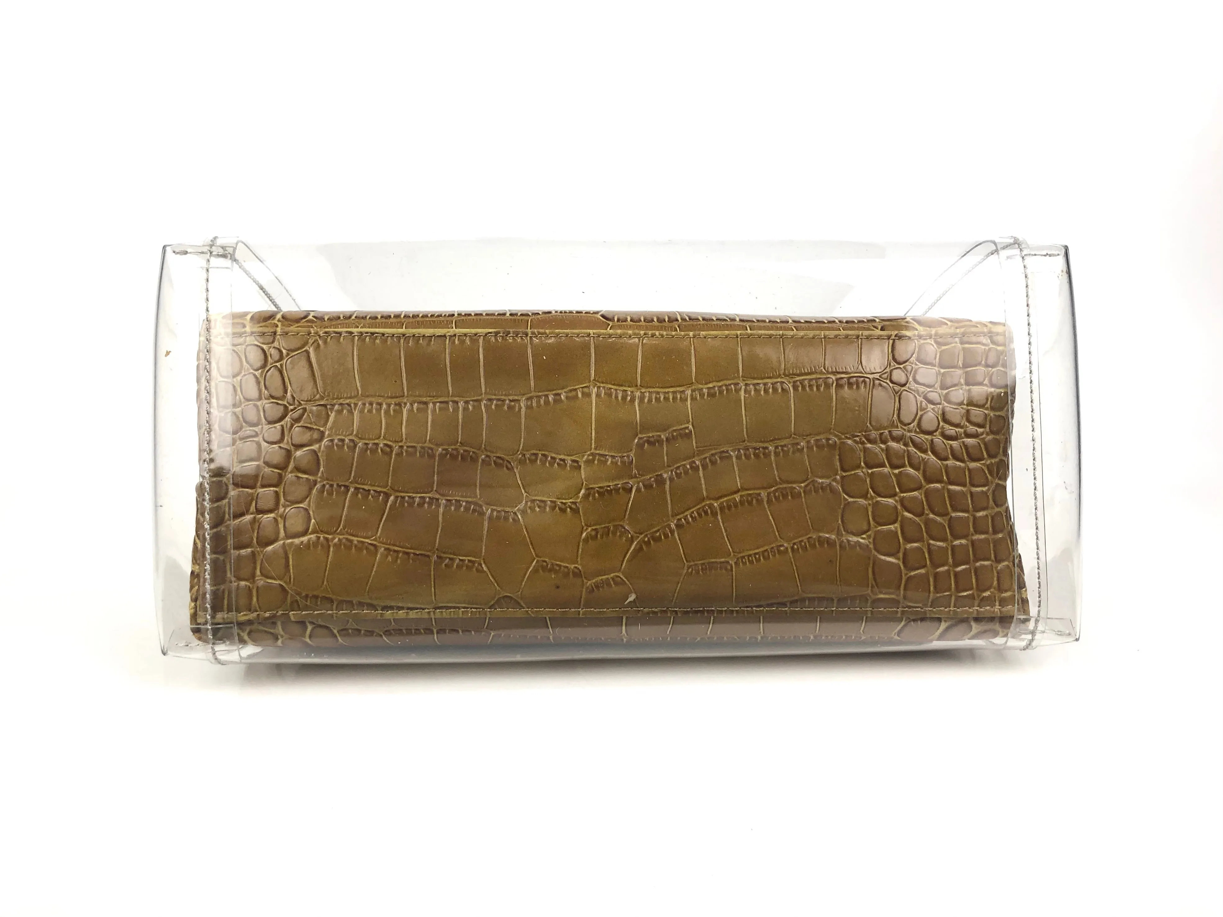 Shirley Clear Tan Croc Embossed Handbag