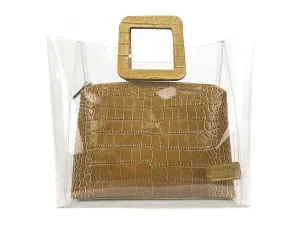 Shirley Clear Tan Croc Embossed Handbag