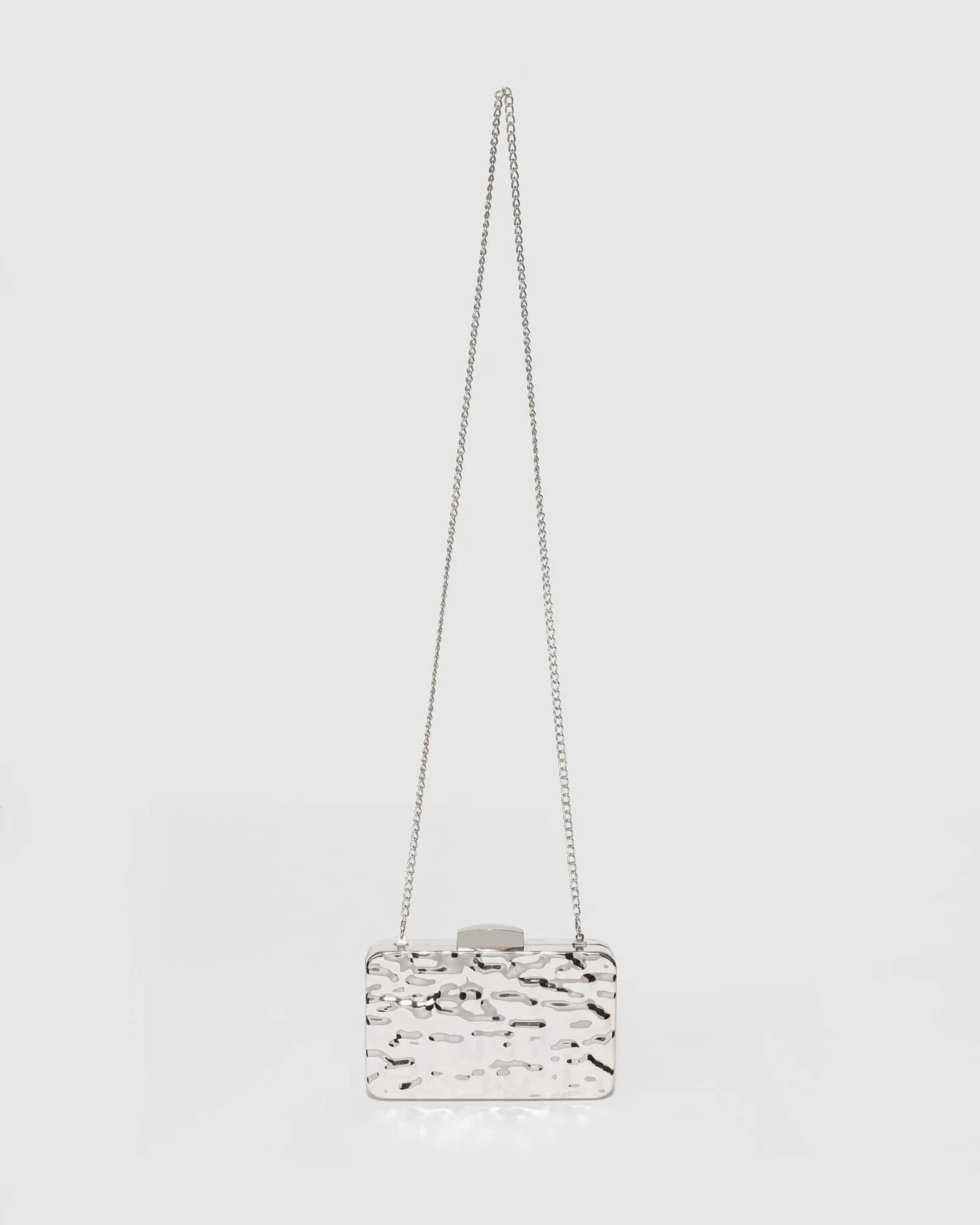 Silver Aurelia Textured Metal Clutch Bag