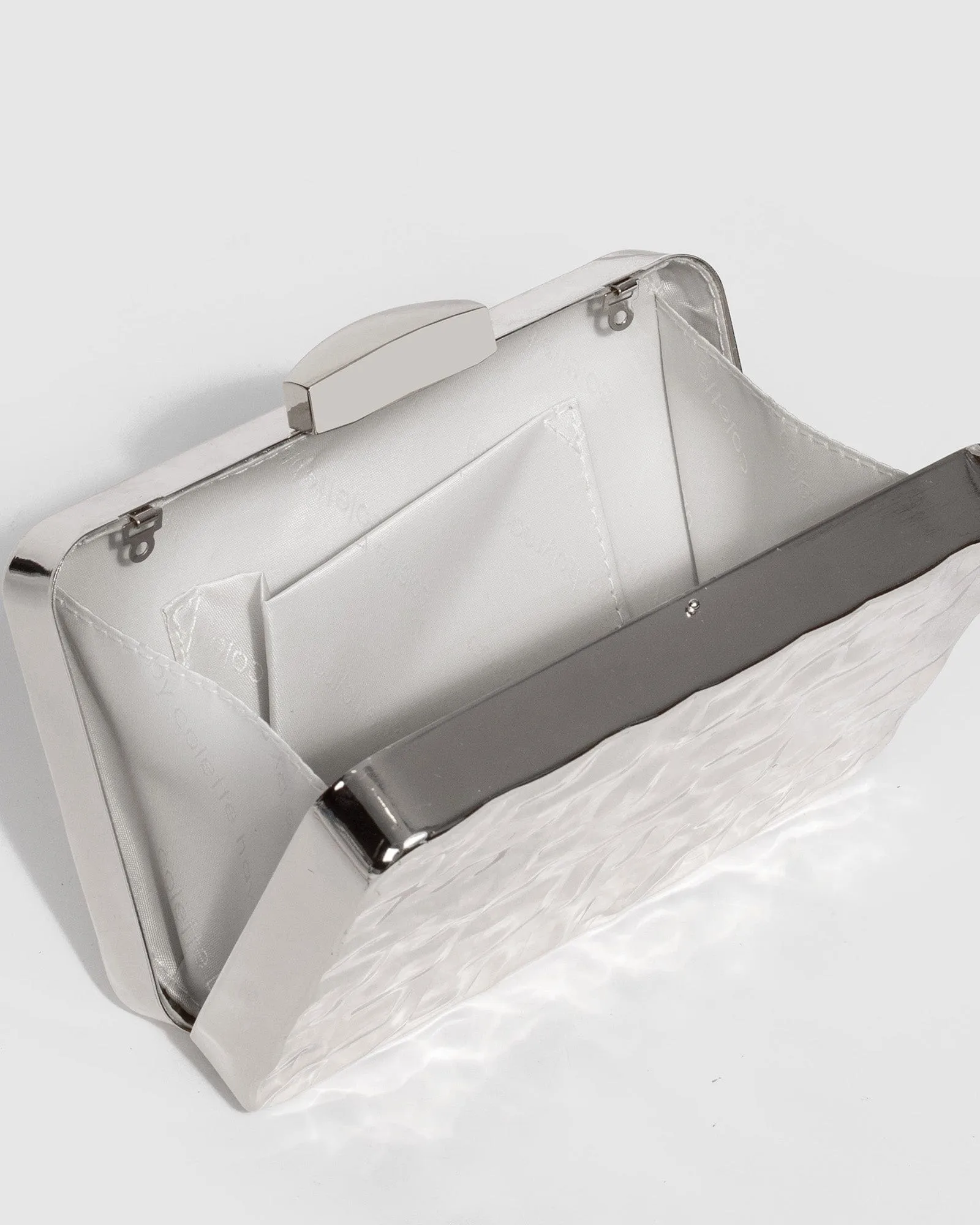 Silver Aurelia Textured Metal Clutch Bag