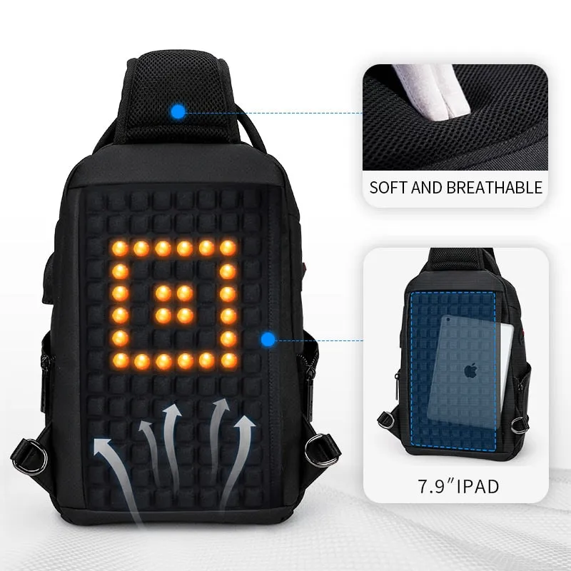 Sling Crossbody Bags Men USB Charging Chest Pack Short Trip Messengers Bag Shoulder Bag
