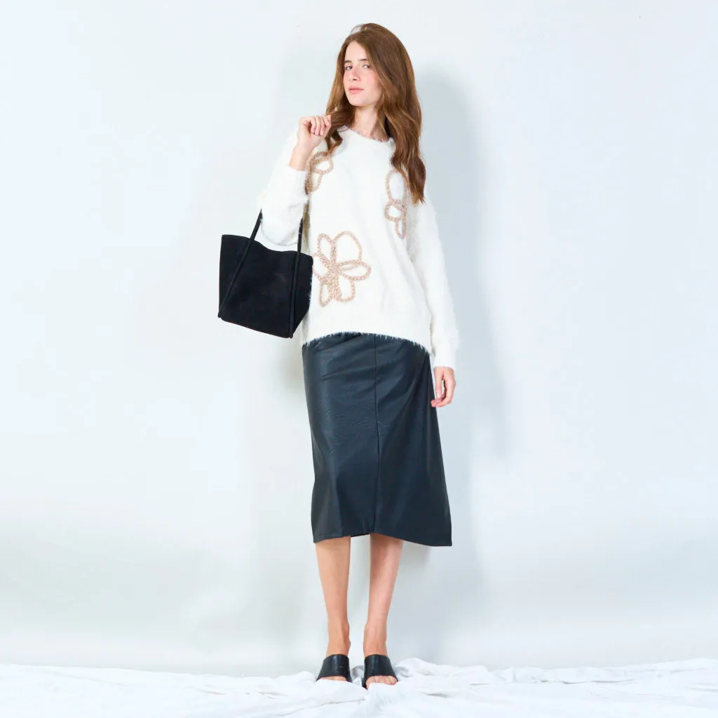 Suede tote bag with dual handles wholesale