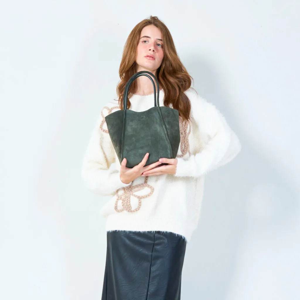 Suede tote bag with dual handles wholesale