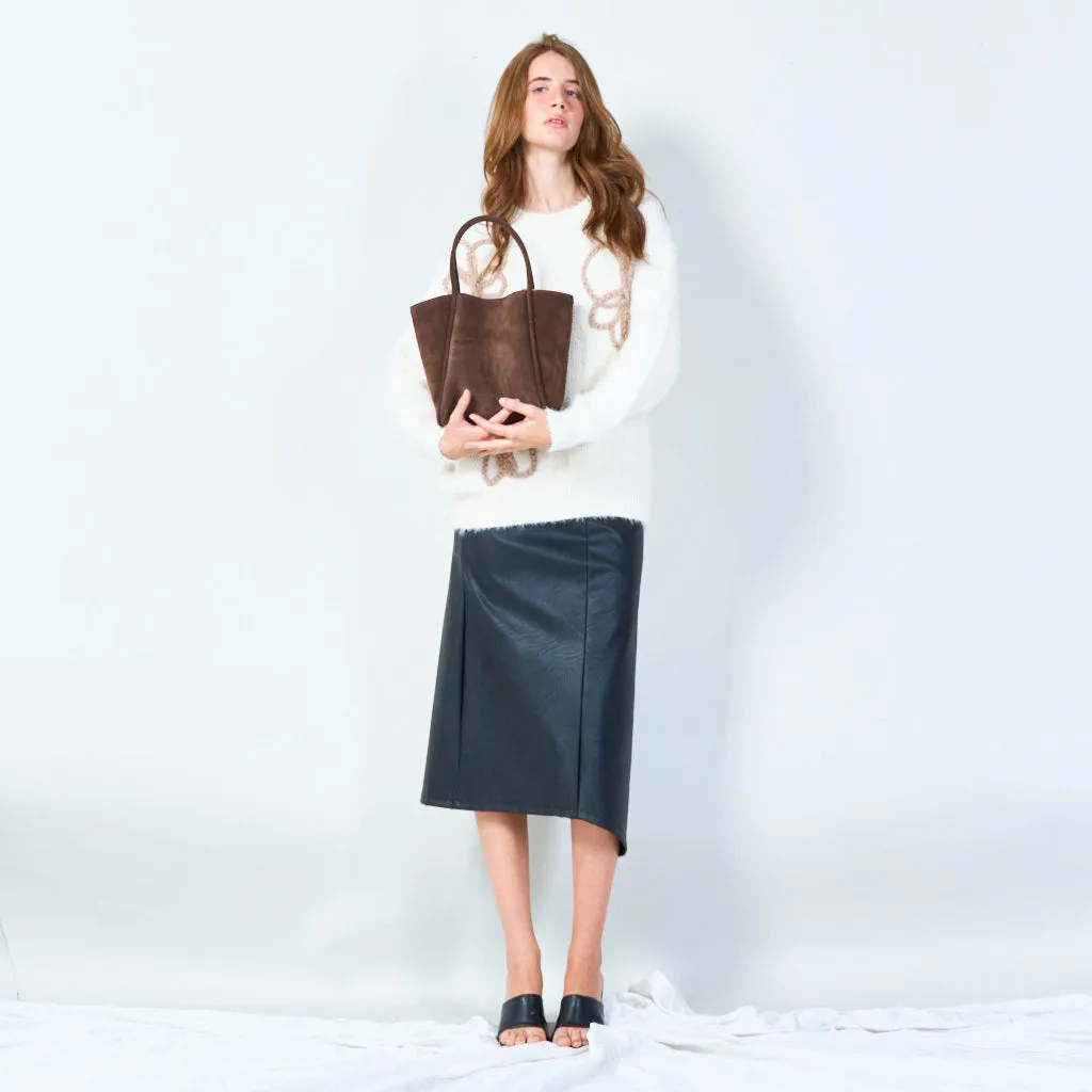 Suede tote bag with dual handles wholesale