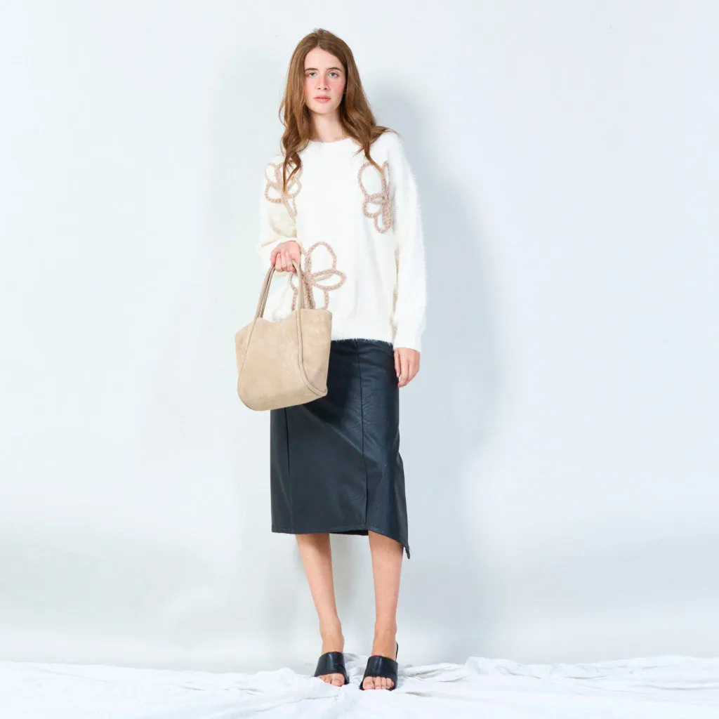 Suede tote bag with dual handles wholesale