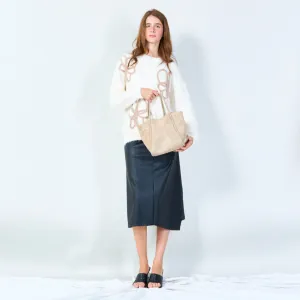 Suede tote bag with dual handles wholesale