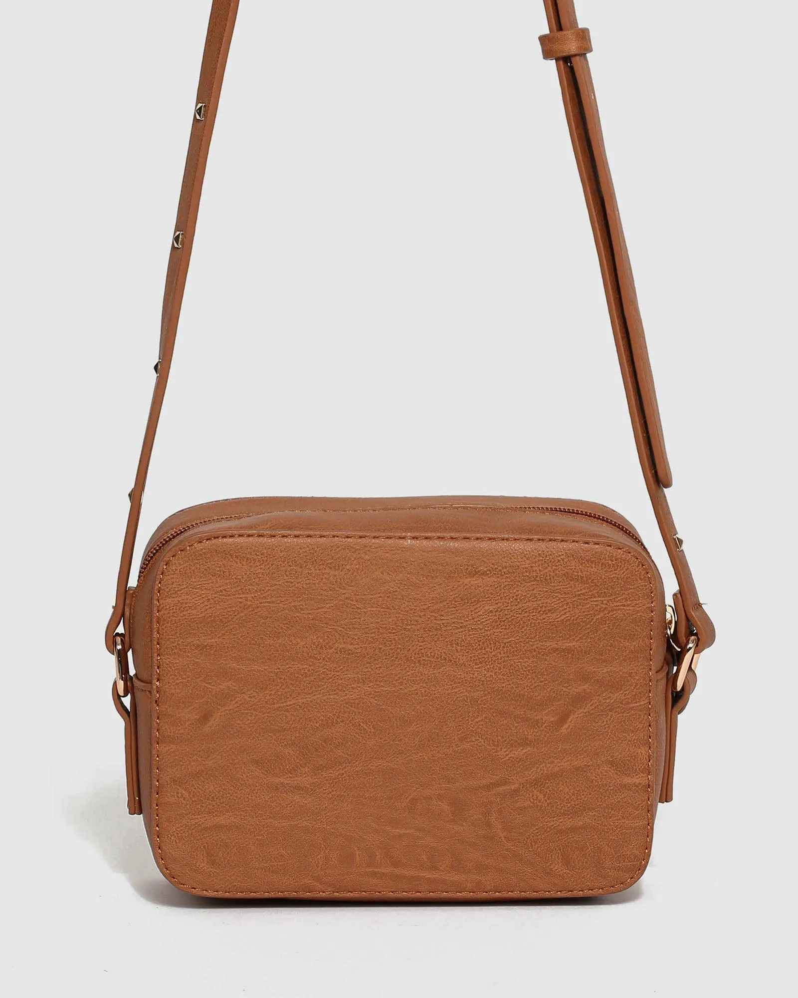 Tan Chloe Stud Crossbody Bag