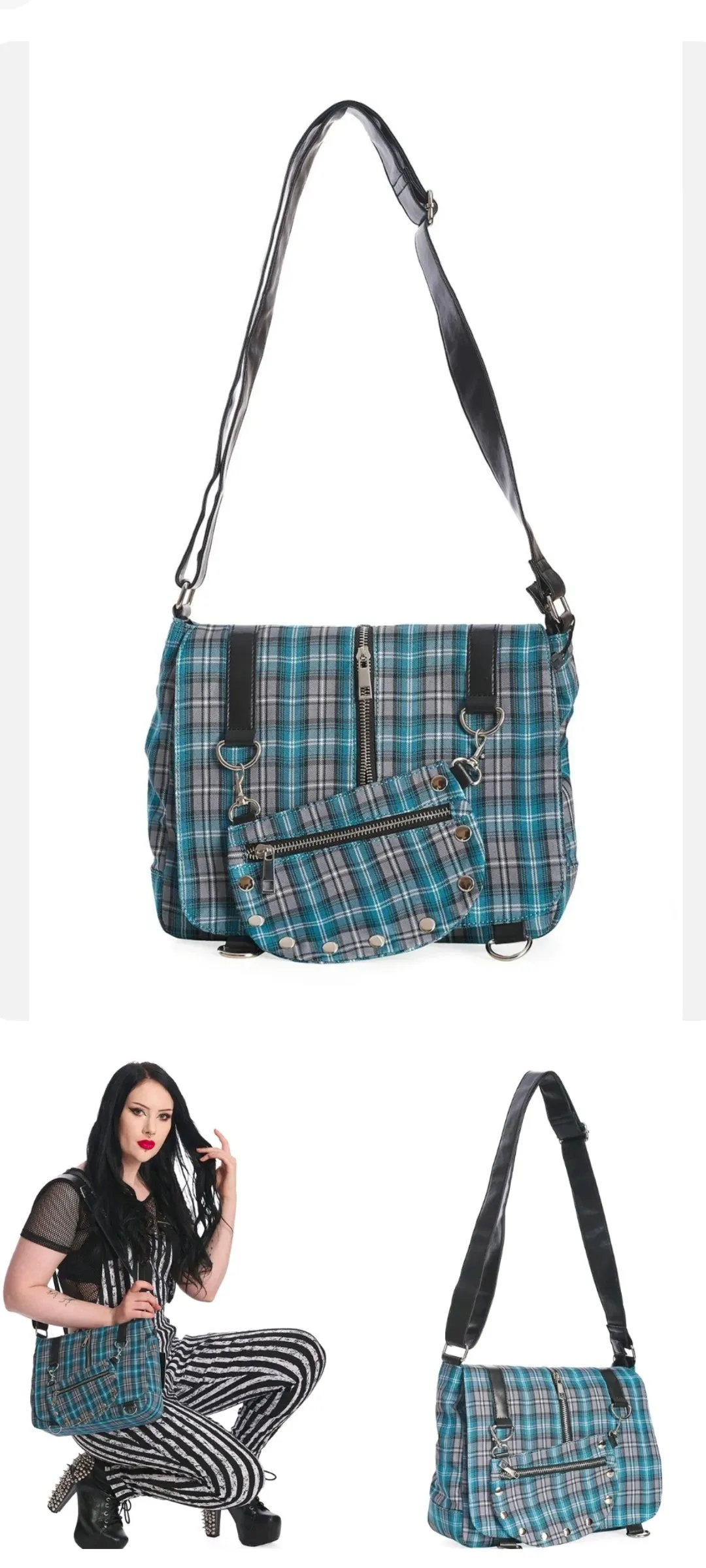 Tartan Twice The Action Banned Apparel Small Messenger Bag