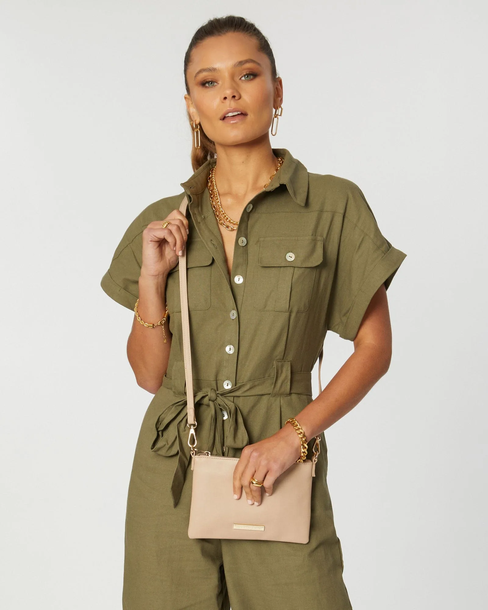 Taupe Peta Crossbody Bag