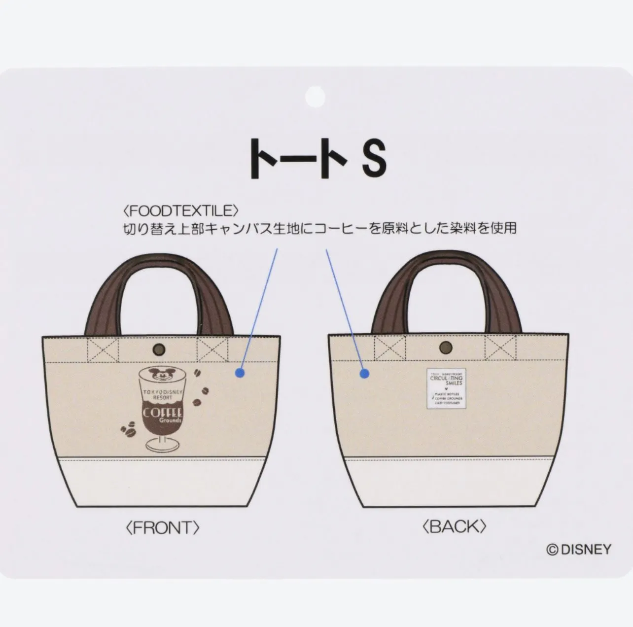 TDR - Food Textile Tokyo Disney Resort Coffee Grounds Tote Bag