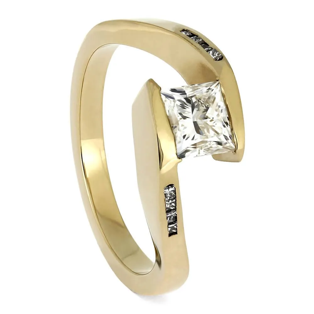 Tension Set Diamond Engagement Ring with Twist Design