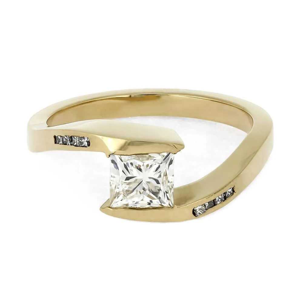 Tension Set Diamond Engagement Ring with Twist Design