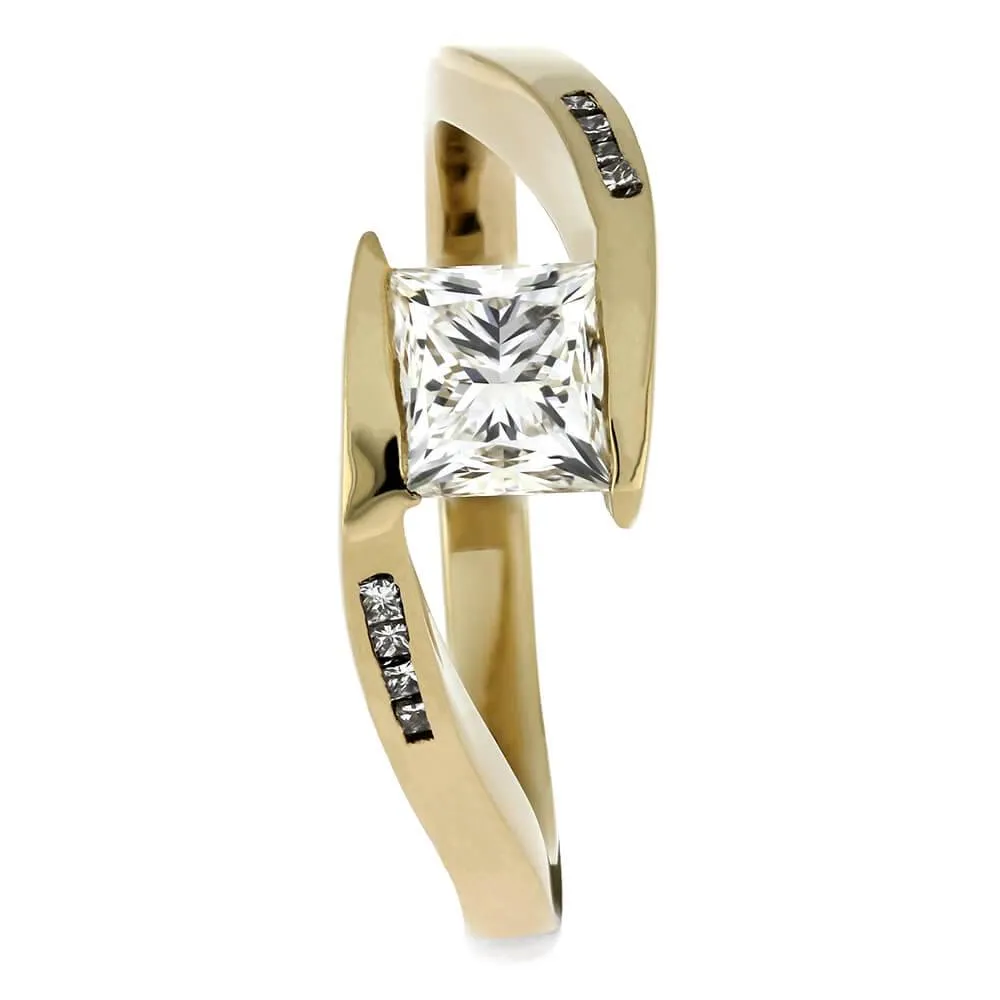 Tension Set Diamond Engagement Ring with Twist Design