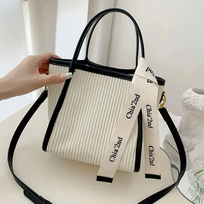 Textured Bucket Shaped Handbag