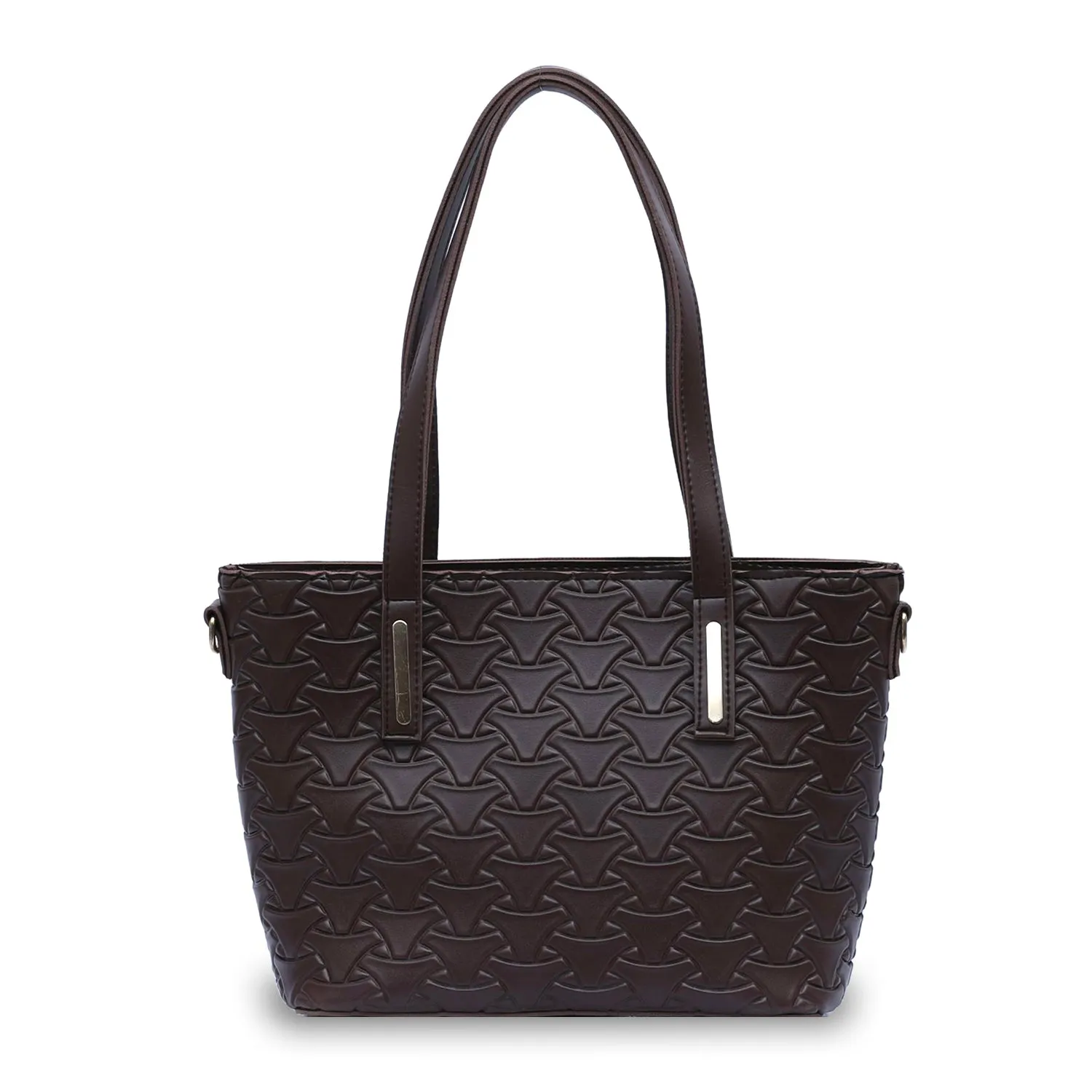 Textured Tote Choco Brown 3Pc Set