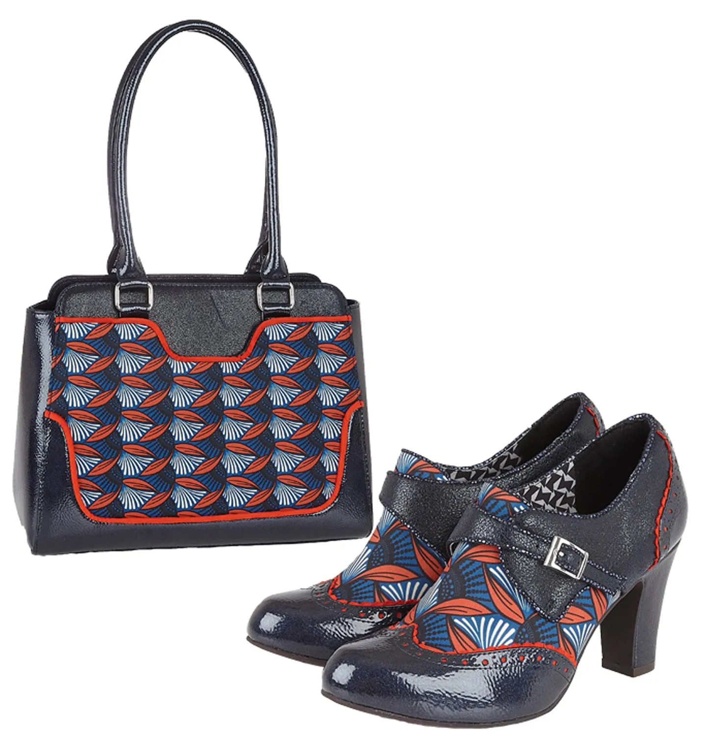 Tunis Blue/Orange Large Shopper Bag Handbag (Matches Tamsin Boots) by Ruby Shoo