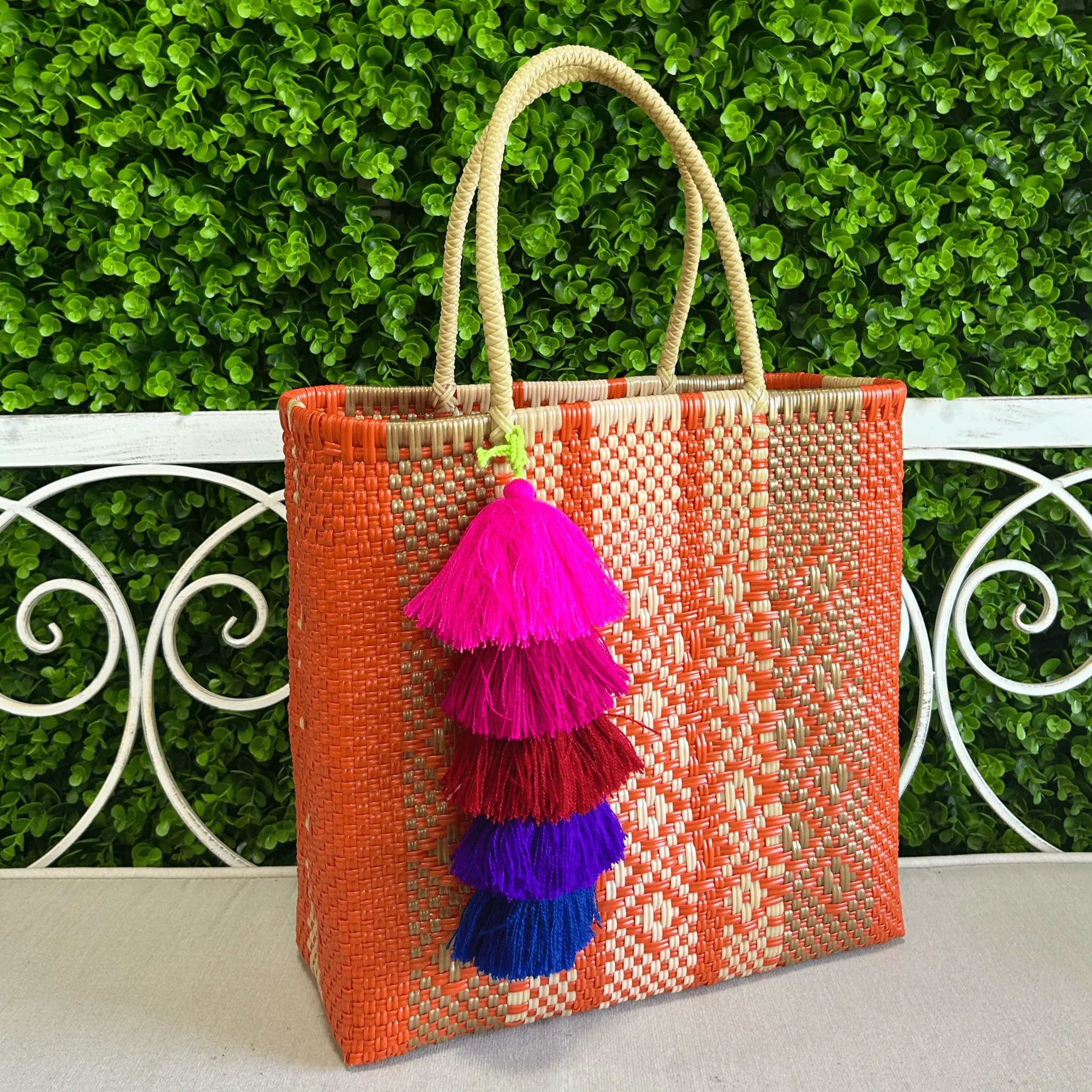 Upcycled Handwoven MD Tote - Orange Crush