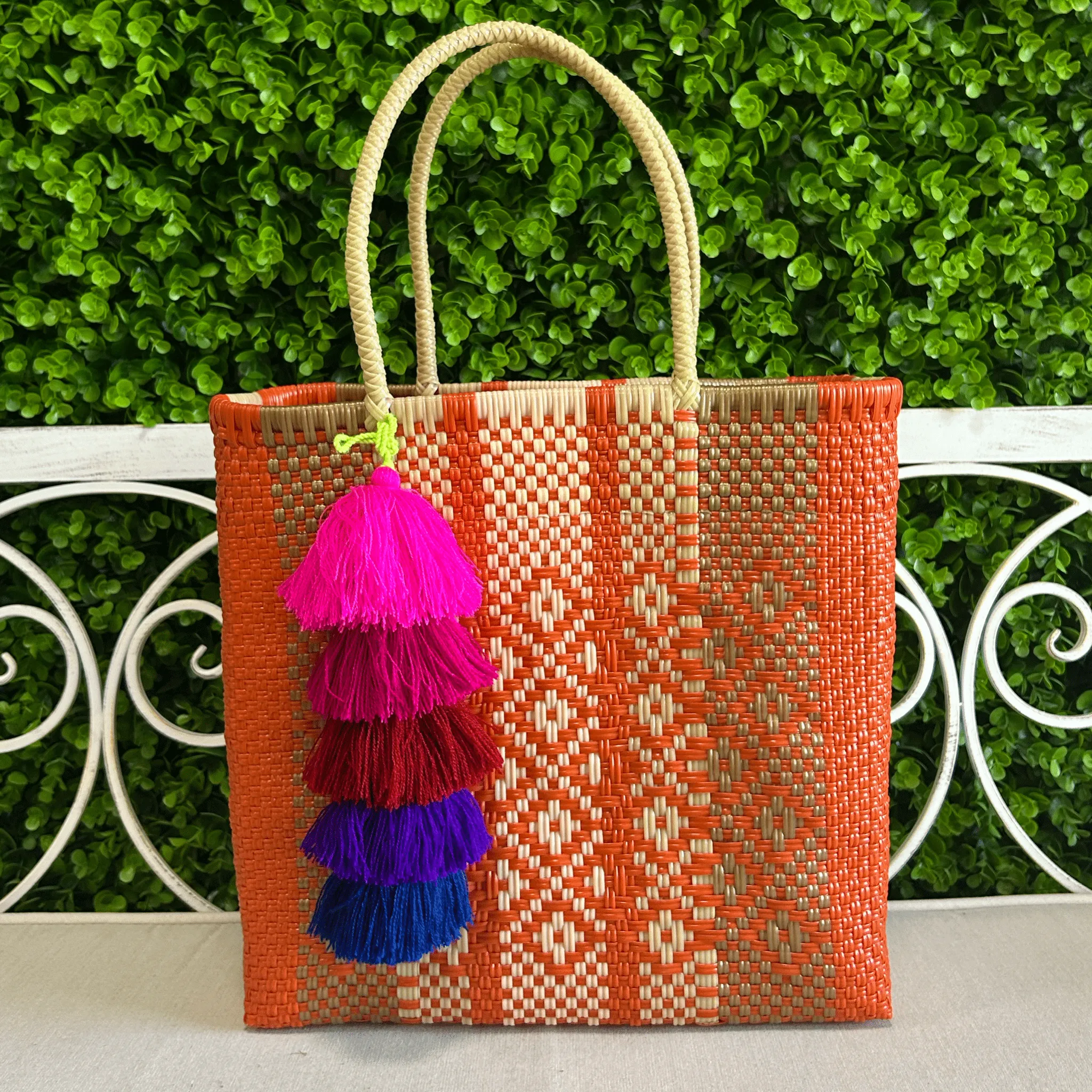 Upcycled Handwoven MD Tote - Orange Crush