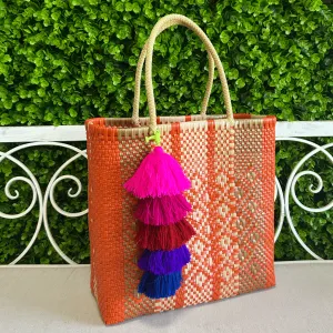 Upcycled Handwoven MD Tote - Orange Crush