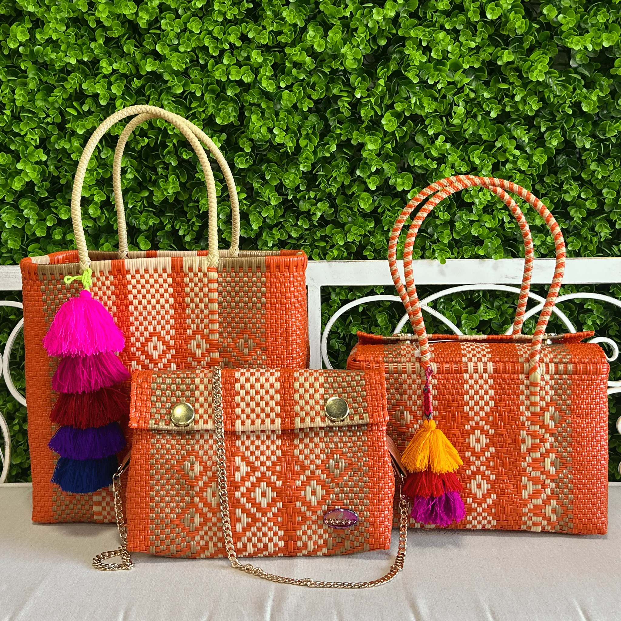 Upcycled Handwoven MD Tote - Orange Crush