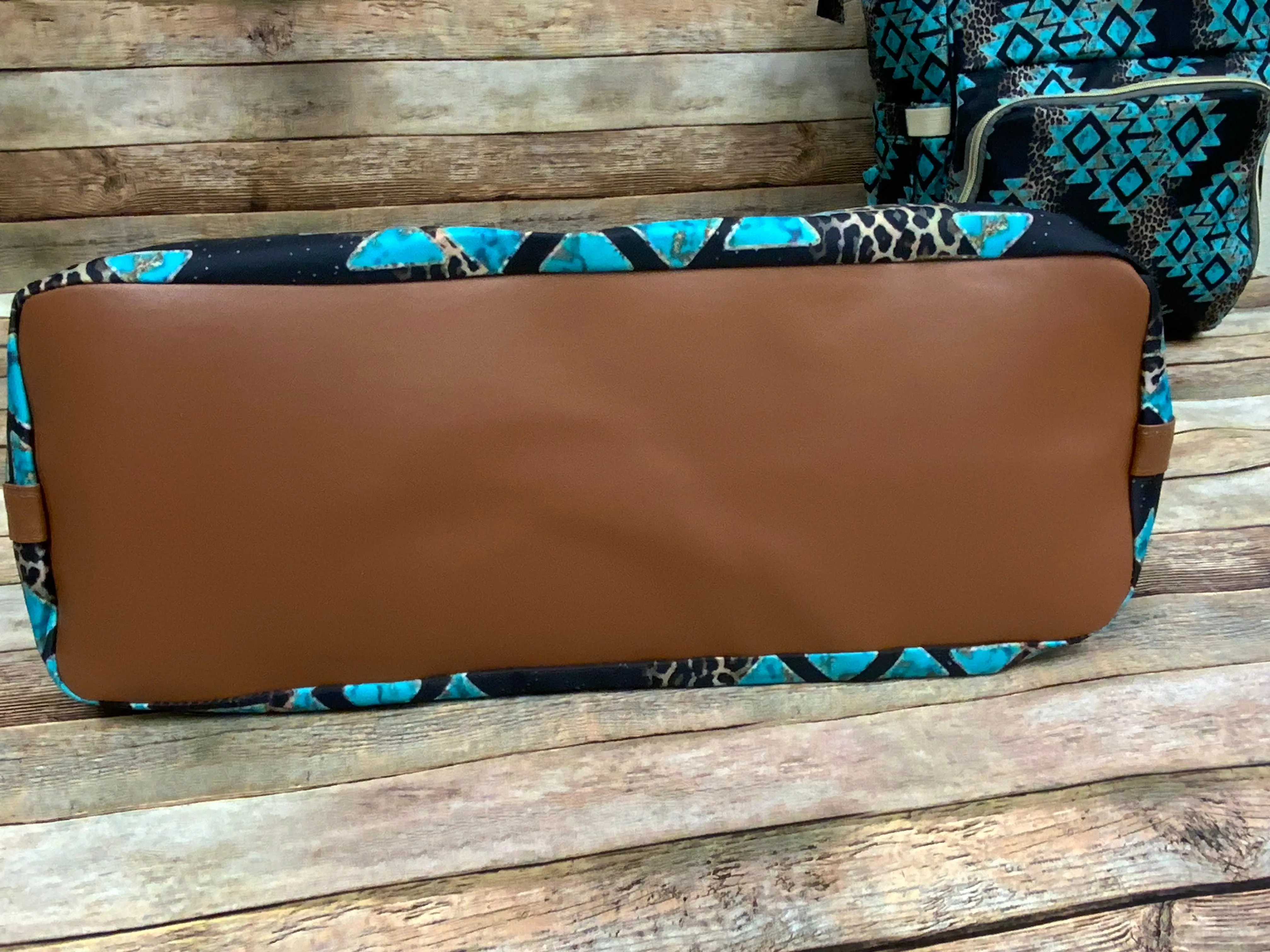 Western Star Aztec Turquoise Leopard and Black Weekender