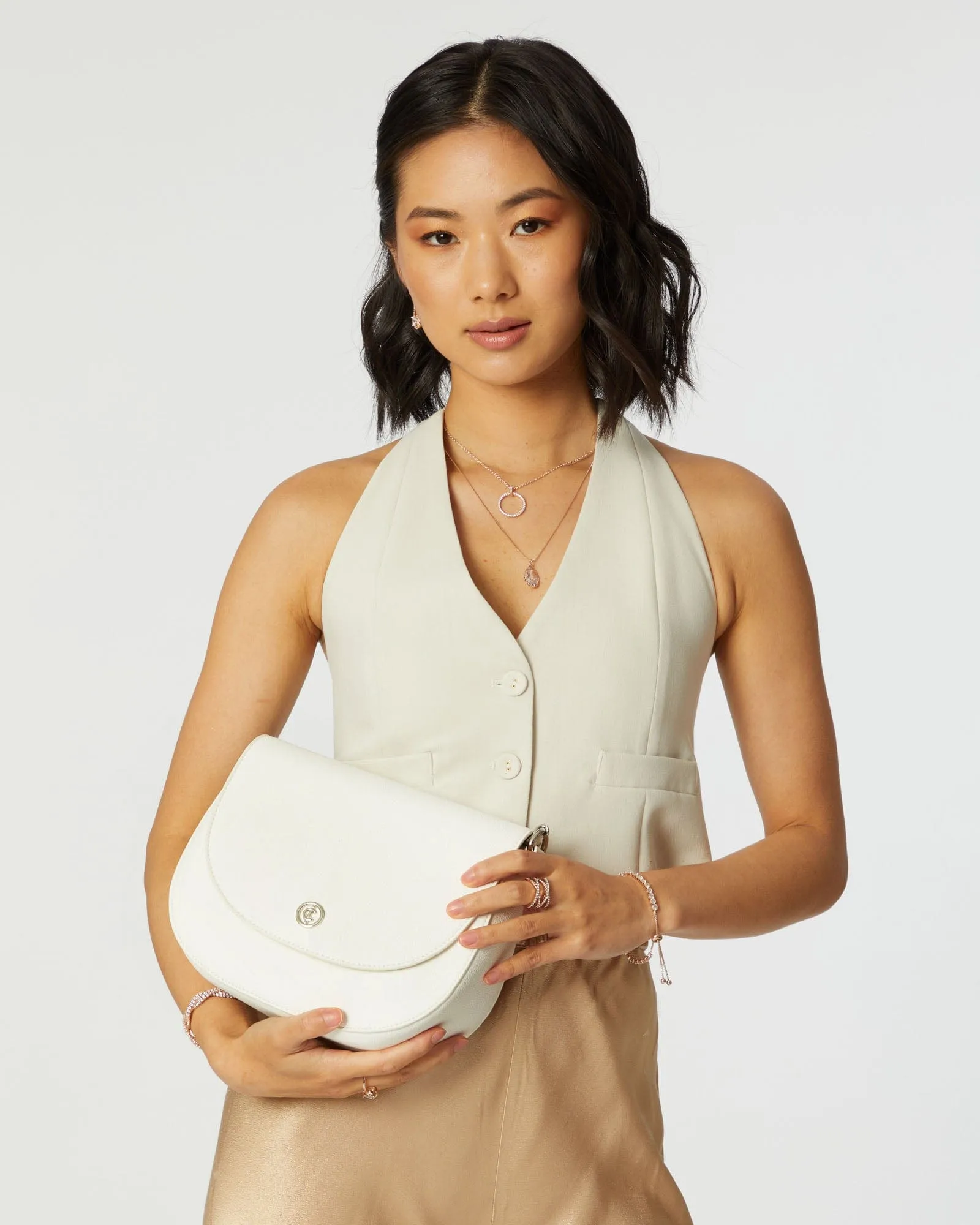 White Sadie Saddle Bag