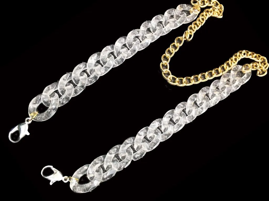 White Transparent Golden Mask Chains