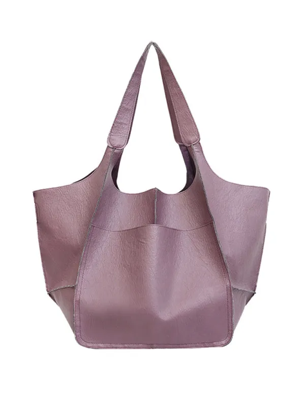 Women's Large Soft PU Leather Shoulder Tote Bag