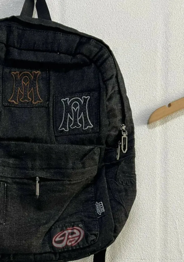 Y2k Aesthetic | All Match Letter Embroidery Backpack Patchwork Vintage Gothic