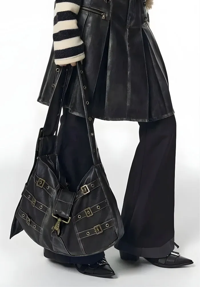 Y2K Grunge Faux Leather Belted Bag